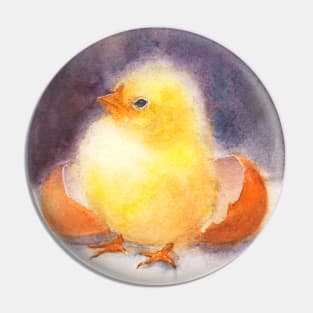 Newborn Chick Watercolor Painting Pin