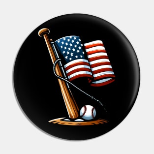 Patriotic Baseball 4th of July USA Independence Day Pin