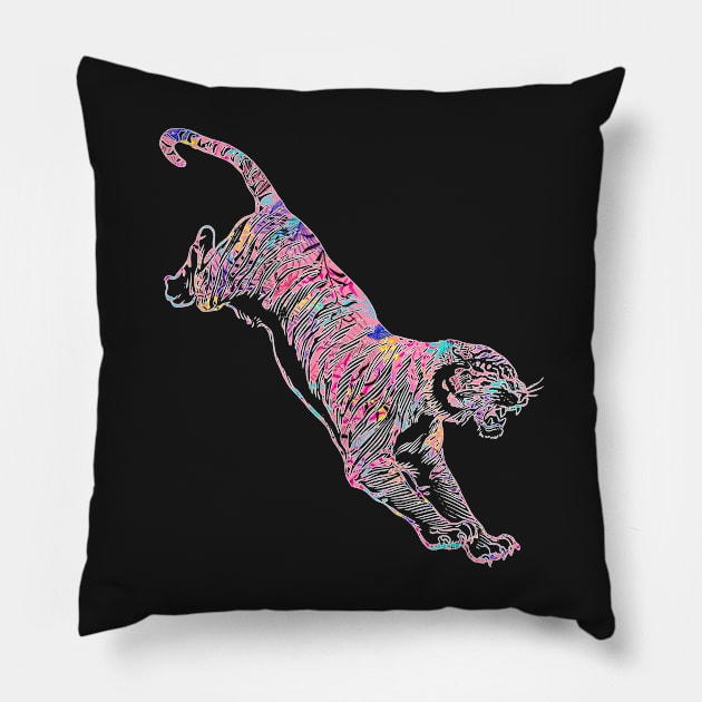 Hawaii tiger floral pink Pillow by Captain-Jackson