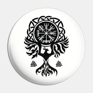 Vegvisir and Phoenix bird Pin