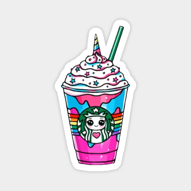 Unicorn Starbucks Sticker Magnet by Illume Stickers