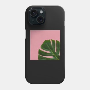 Monstera Leaf on Pink Background- Tropical Plant Vibe Phone Case