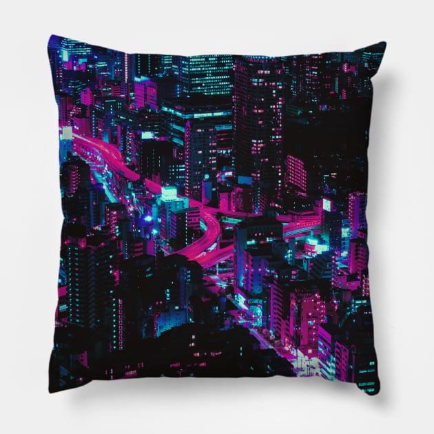 Vaporwave Aesthetic Pillow by TheVintageChaosCo.