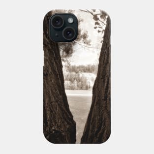 Looking at the River from in between the Trees - Brown Phone Case