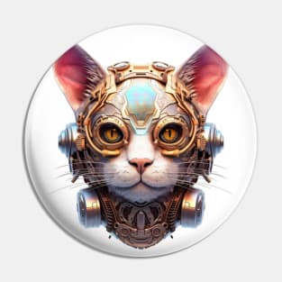 Bronze Bolt -The Steampunk Cyborg Cat Pin
