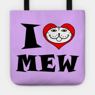 I Heart Cat - Grey and White Striped Kitty Tote