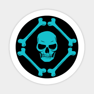 Skull and bones pattern sea green & black Magnet