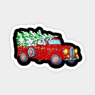 Christmas Time Tree On Truck Magnet