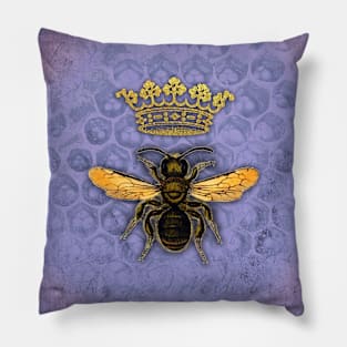 Queen honey bee in a periwinkle hive Pillow