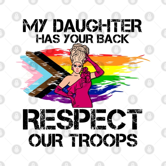 My Daughter Has Your Back, Respect Our Troops - Funny Drag Joke by Football from the Left