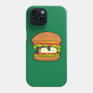 Penguin hiding in a burger Phone Case