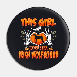 This Girl Loves Her Irish Wolfhound Dog Halloween Costume Pin