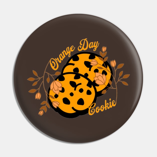 Orange Day Cookie, Flowers Pin by KoumlisArt