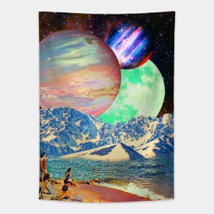 Beach Vintage Collage Tapestry