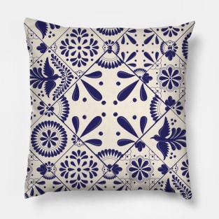 Mexican Talavera Tiles Pattern by Akbaly Pillow