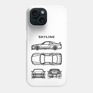 Nissan Skyline R34 GTR Blueprint Phone Case