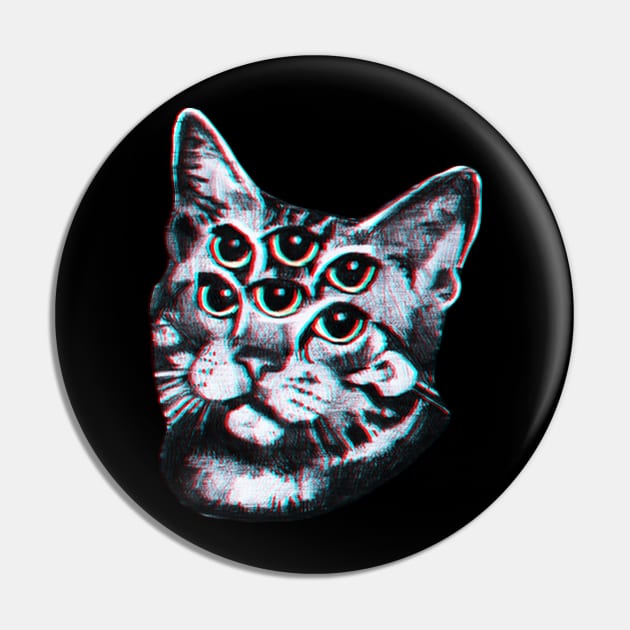 Psychedelic Cat (3D vintage effect) Pin by TheDoggoShop