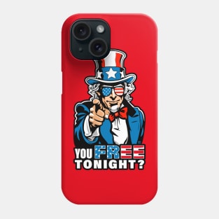 Fourth of July Cool Uncle Sam, You Free Tonight? wearing USA Flag Sunglasses Phone Case