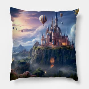 Fortress Castle Otherworldly Dimension Fantastic Landscape Surrealist Pillow