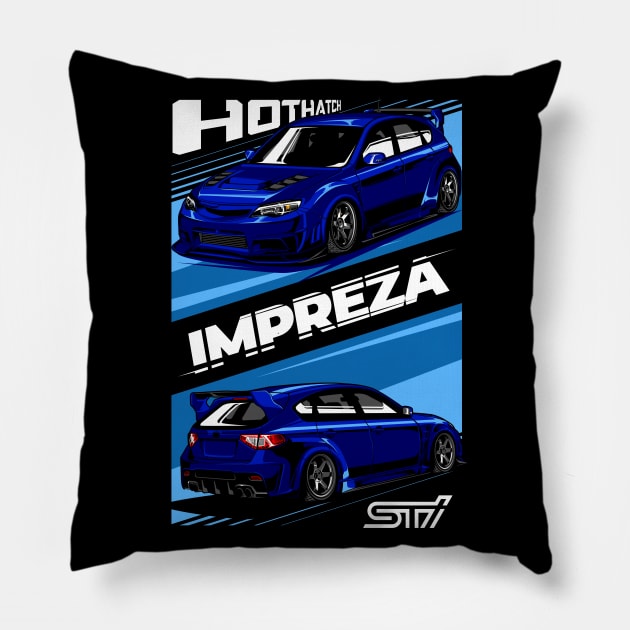 Subaru Impreza Hatchback Blue Pillow by aredie19