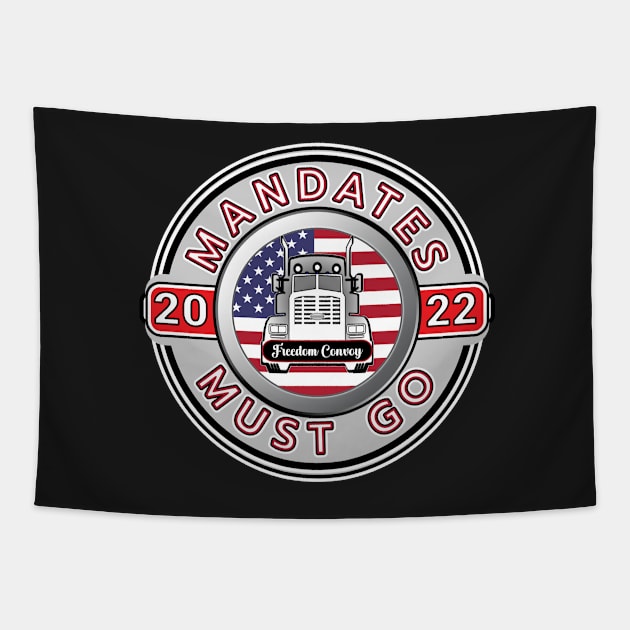 TRUCKER CONVOY 2022 USA - TRUCKERS FOR FREEDOM - GRAY ROUND WHITE LETTERS Tapestry by KathyNoNoise