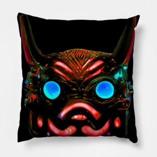 Futuristic Oni Mask Pillow