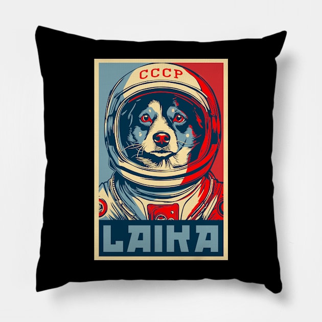 Laika First Animal to Orbit Earth Pillow by dnacreativedesign