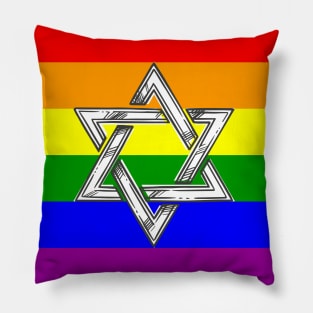 Gay Praid Rainbow Flag Jewish Star of David Pillow