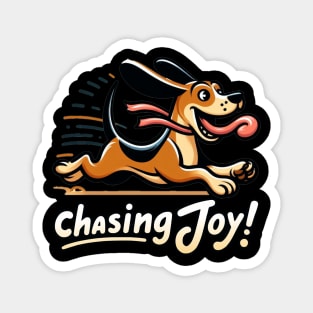 dog chasing joy Magnet