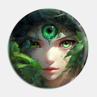 Closeup of fantasy green eyes girl Pin