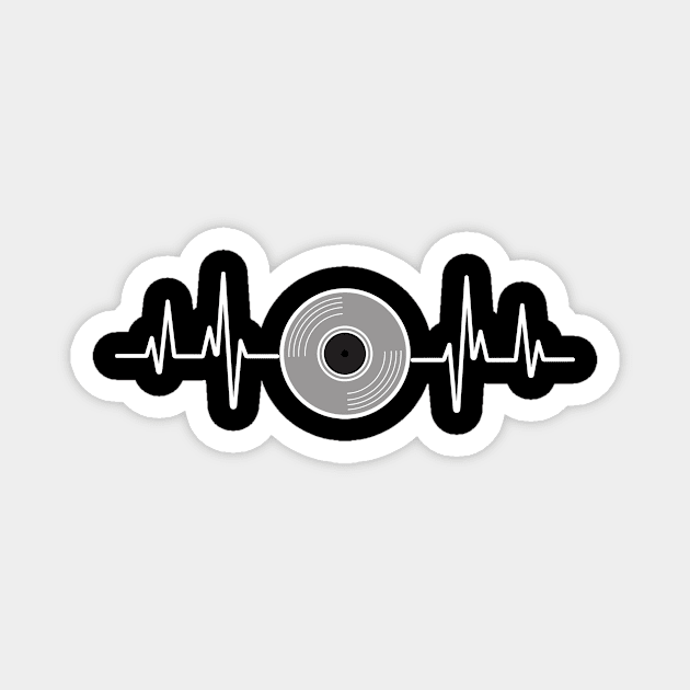 Vinyl and heartbeat design for vinyl record enthusiasts, dance music Lovers, EDM fans and ravers Magnet by BlueLightDesign