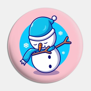 Cute Snowman Dabbing Cartoon Pin