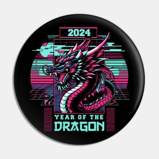 Vaporwave Year of the Dragon Pin