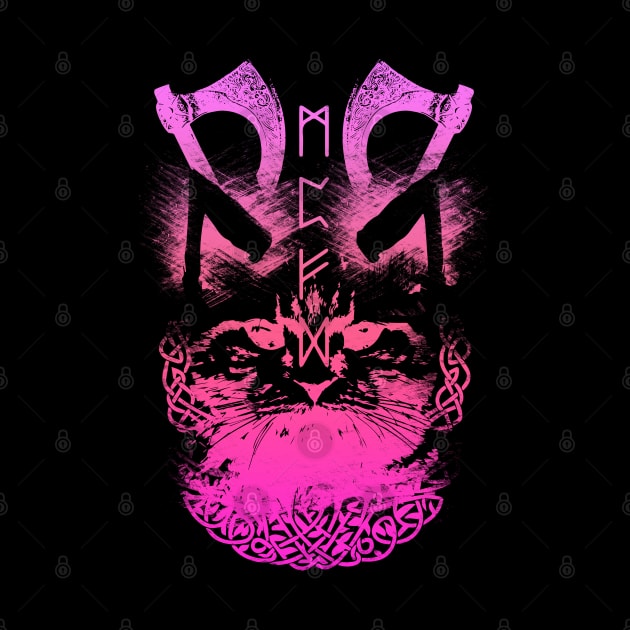 Abstract Cat in Viking Style - Purple by Scailaret