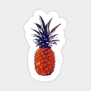 Retro vibrant tropical pineapple ananas Magnet