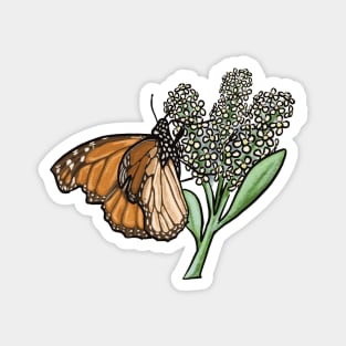 Monarch Butterfly on Milkweed Magnet