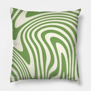 Abstract Swirl Retro 70s Green Sage Pillow