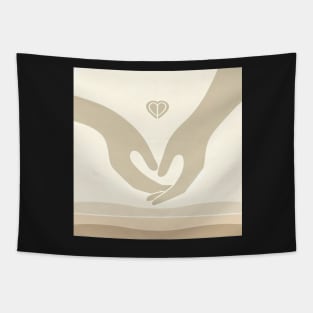 Embrace of Unity: A Minimalist Love Gesture Tapestry