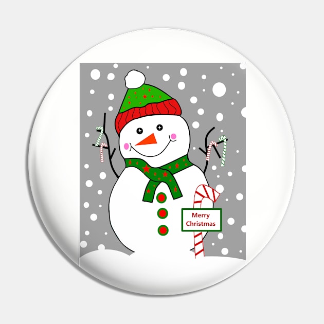 WHITE Christmas Snowman Pin by SartorisArt1