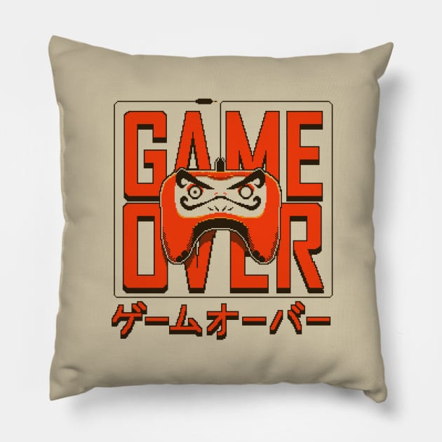 g a m e  o v e r  x  d a r u m a Pillow by arts.of.win