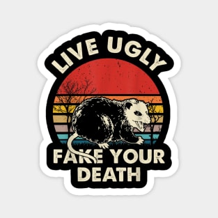 Funny Ugly Cat Vintage Live Ugly Fake Your Death Opossum Magnet