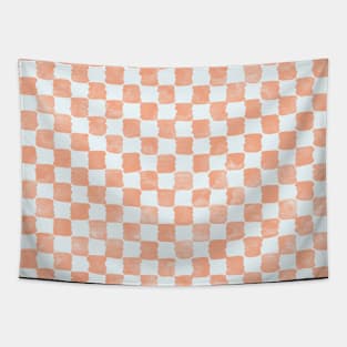 Soft blush watercolor checkers Tapestry