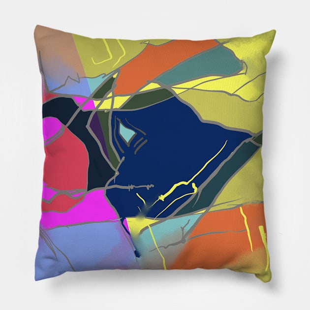 Colourful  abstract Pillow by sukhpalgrewal