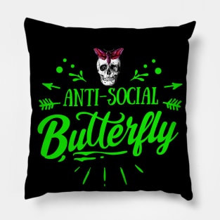 Anti-Social Butterfly - Introverts be like - Skull Moth - Social Anxiety Pillow