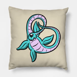 Swimming plesiosaurus diplodocus dinosaur cartoon character Pillow