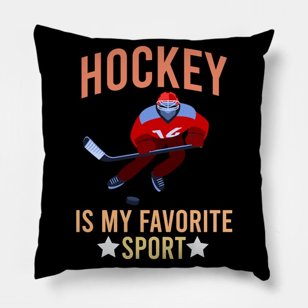 Hockey is my favorite sport Pillow by Eric Okore