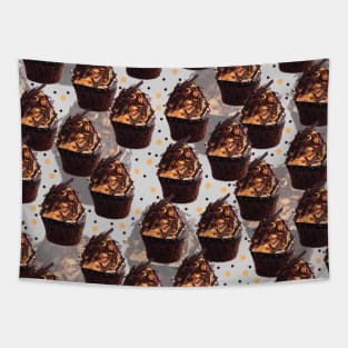 Chocolate Cupcakes with Tall Frosting Tower Decoration Pattern Tapestry