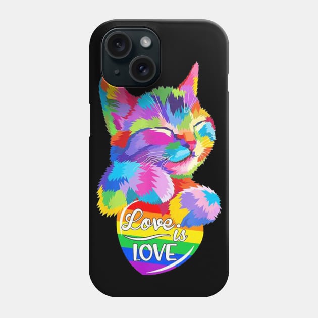 LGBT Cat Love Is Love Phone Case by janetradioactive