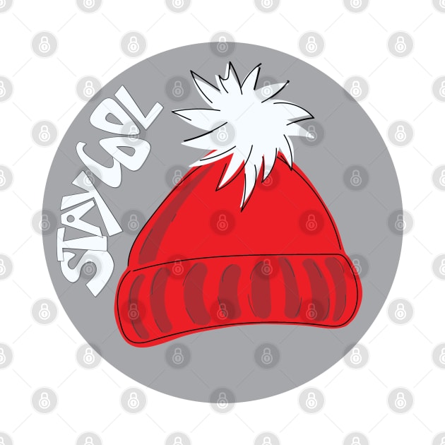 Whimsical cartoon toque with Stay Cool illustrated text by Angel Dawn Design