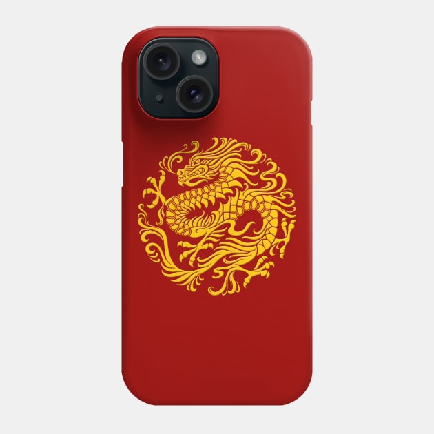 Traditional Yellow Chinese Dragon Circle Phone Case by jeffbartels